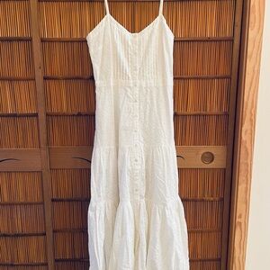 Veronica Beard White Tiered Maxi Sundress